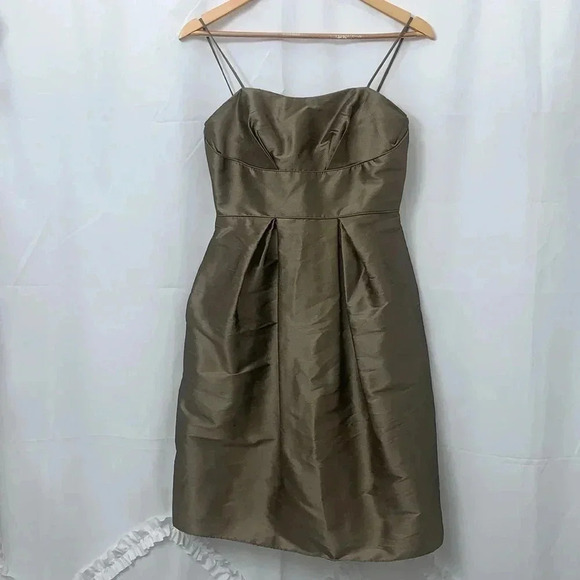 Women’s Jim HJelm Occasions Spaghetti Strap Dress Size 8 Metallic Brown EUC - Picture 1 of 8